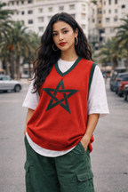 Pull en tricot col V sans manche - Etoile