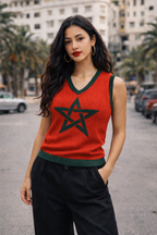 Pull en tricot col V sans manche - Etoile