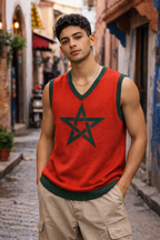 Pull en tricot col V sans manche - Etoile